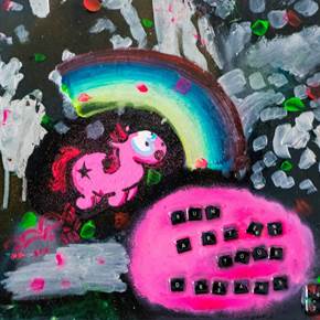 The black hole of the unicorn, original Abstrait Technique mixte La peinture par Eduardo Bessa